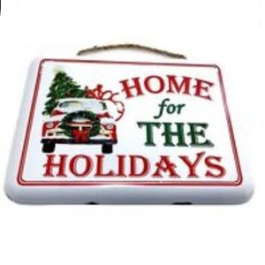 Home for the Holidays Rustic Metal Enamel Sign